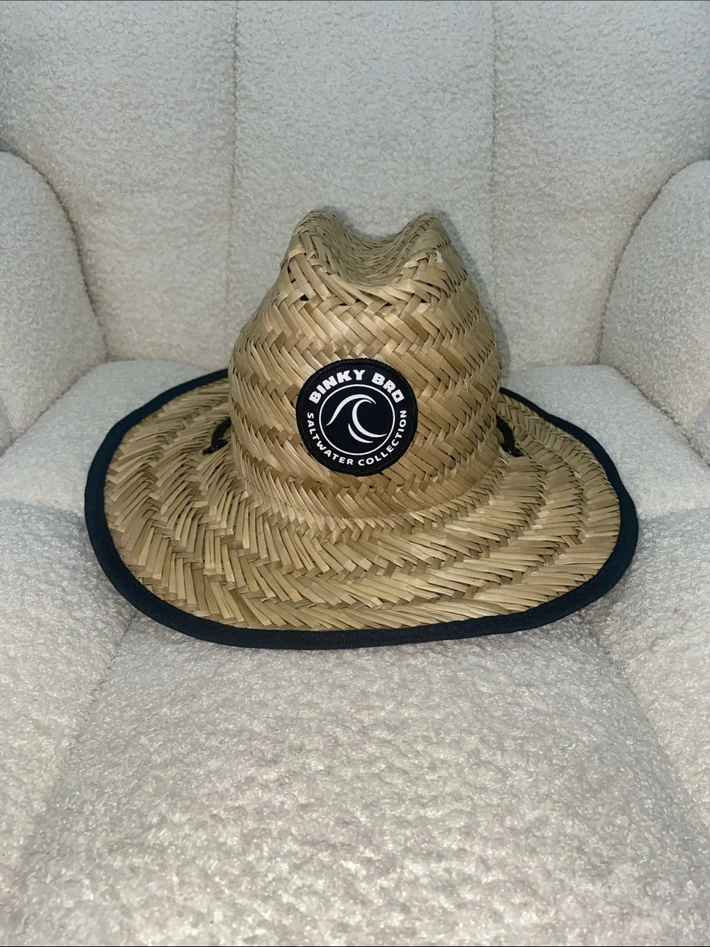 Binky Bro Straw Sun Hat with Black Trim